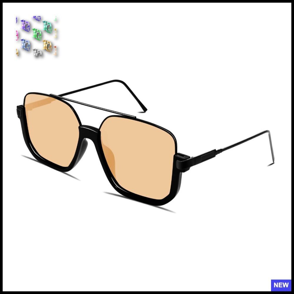 Retro Oversized Aviator Sunglasses Square Double Bridge Pilot Sun Glasses